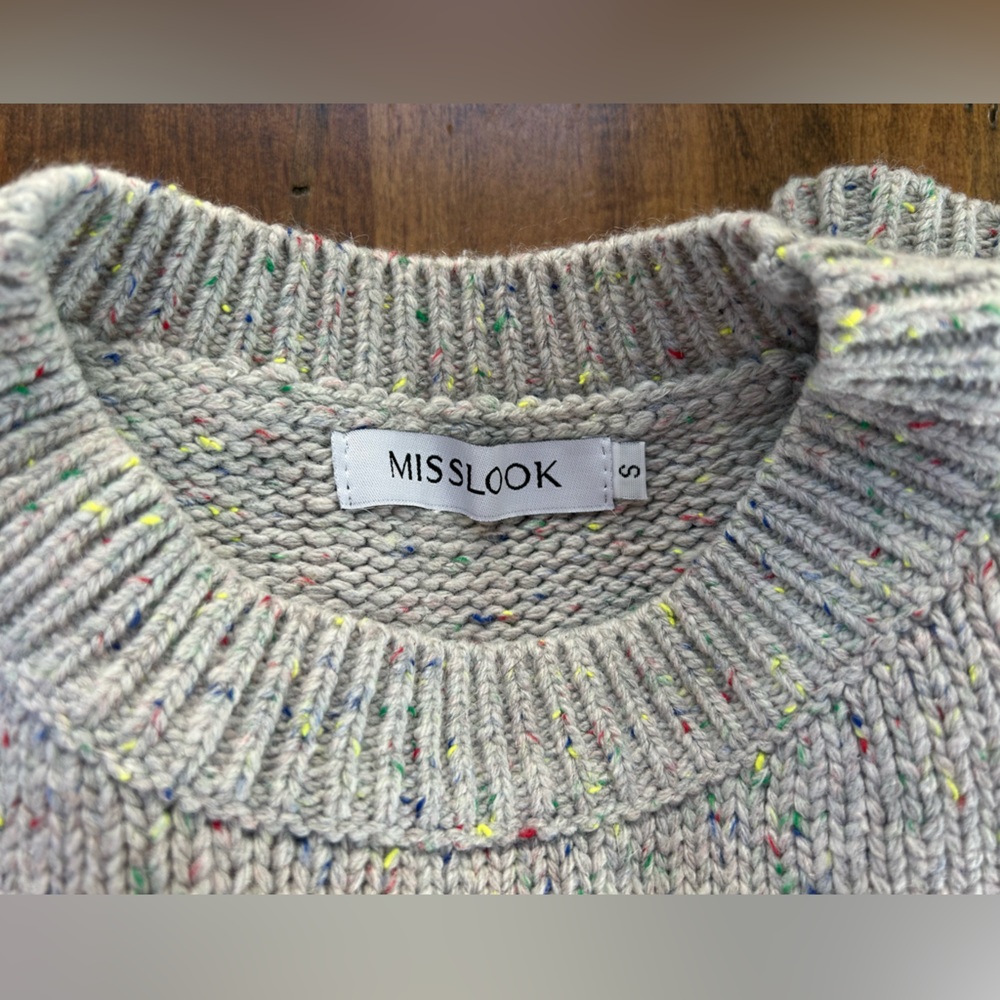 Misslook Small Cotton Sweater  Gray and colorful specks sweater - Picture 4 of 5